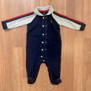 Ralph Lauren Footie 6M Ralph Lauren Baby footed coverall Navy Blue Gray